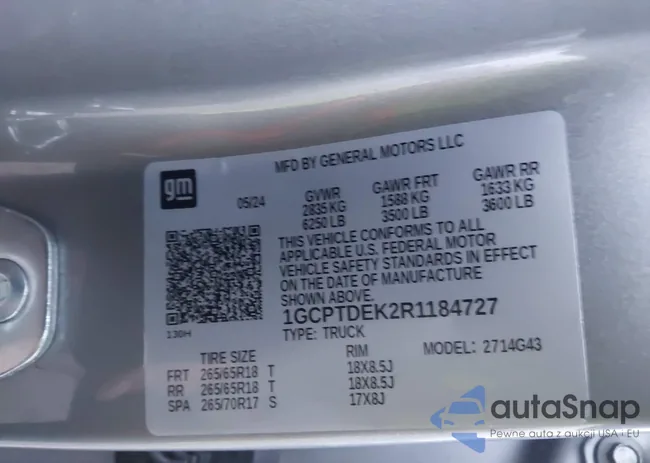 1GCPTDEK2R1184727: 43778537