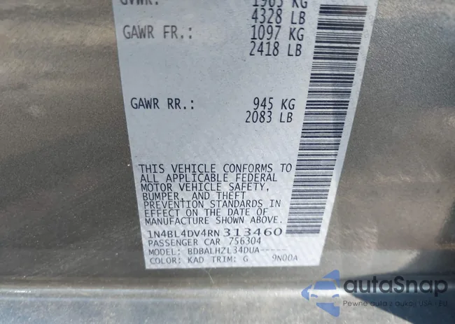 1N4BL4DV4RN313460: 43777597