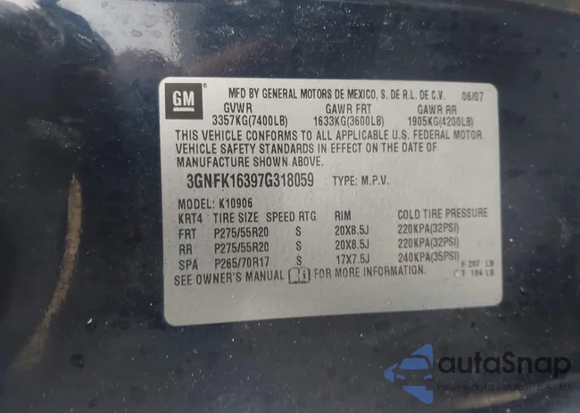 3GNFK16397G318059: 43777745