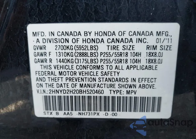 2HNYD2H20BH520460: 43779188