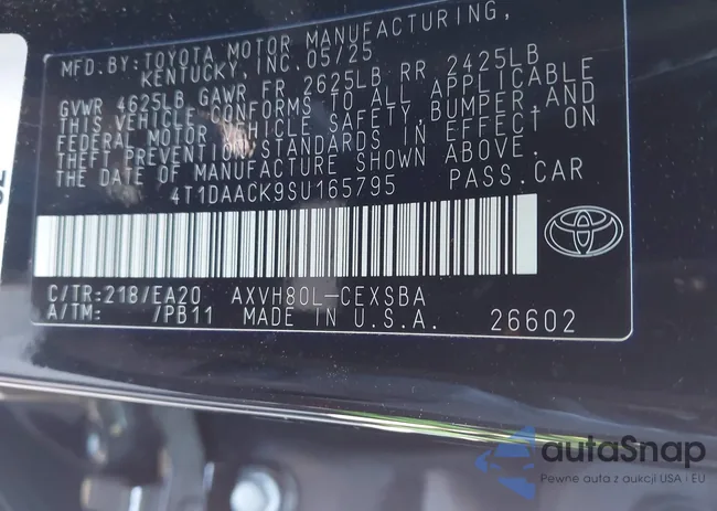 4T1DAACK9SU165795: 43779306