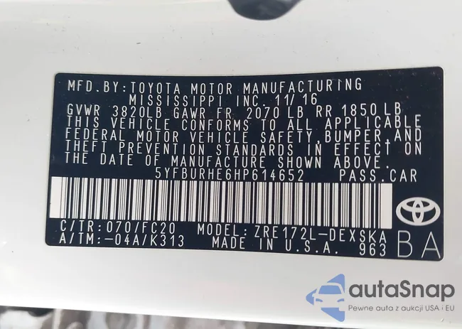 5YFBURHE6HP614652: 43779400