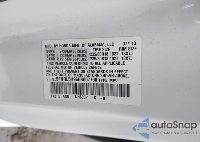 5FNRL5H96EB007798: 43779547