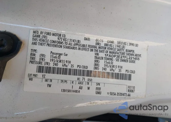 1FADP3E27FL221455: 43780004