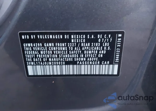 3VWL17AJ0JM209020: 43780042