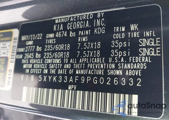 5XYK33AF9PG026332: 43780072