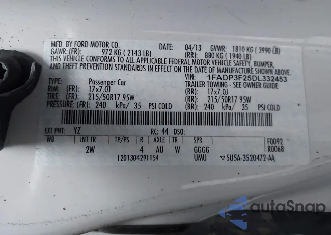 1FADP3F25DL332453: 43780136