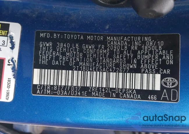 2T1BU4EE5AC472677: 43780445