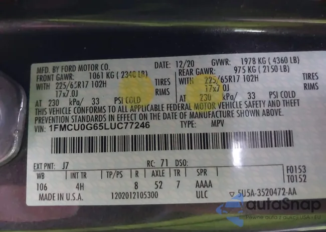 1FMCU0G65LUC77246: 43779586