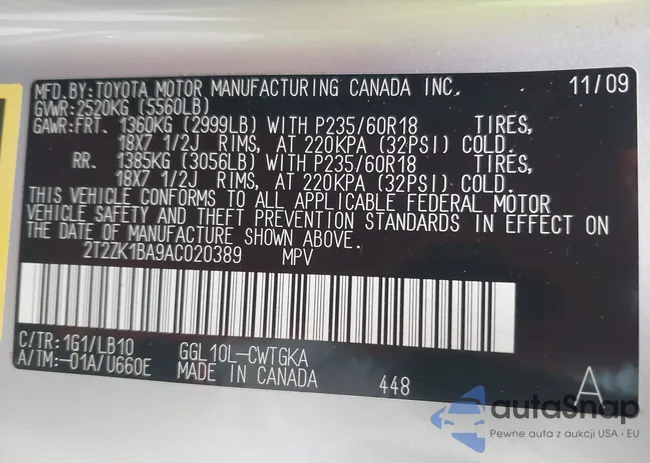 2T2ZK1BA9AC020389: 43779620