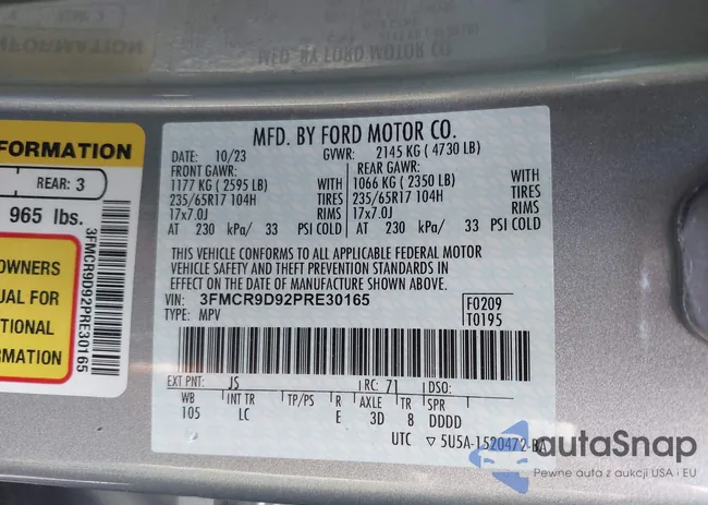 3FMCR9D92PRE30165: 43779769