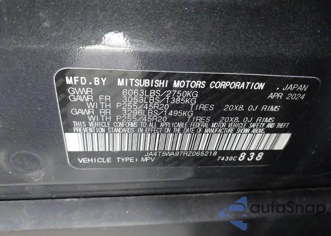 JA4T5WA97RZ065218: 43780982