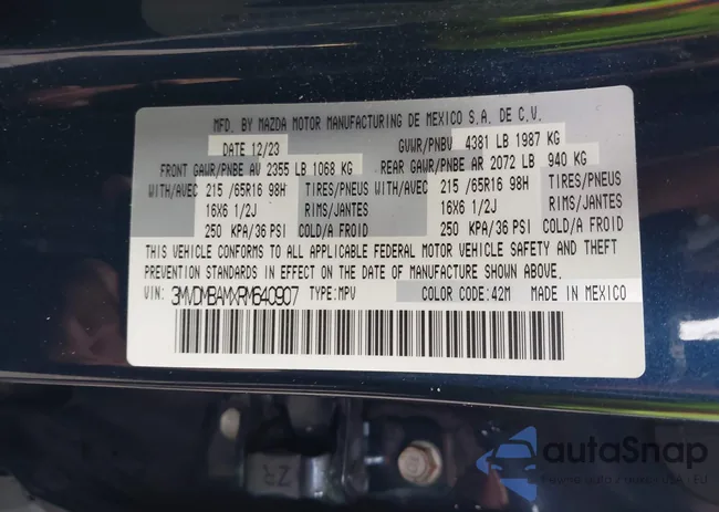 3MVDMBAMXRM640907: 43781245