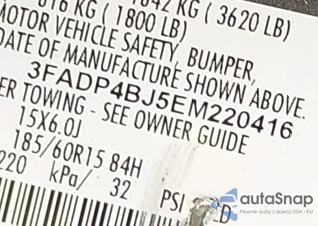 3FADP4BJ5EM220416: 43781254