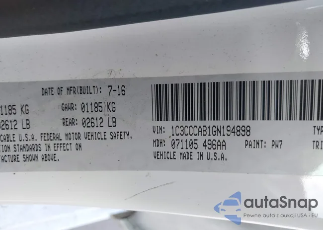 1C3CCCAB1GN194898: 43781366