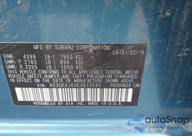 4S3GKAJ6XK3613245: 43781384