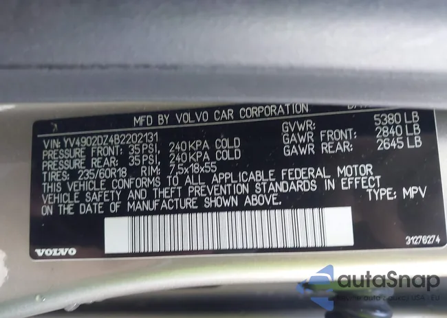 YV4902DZ4B2202131: 43781432