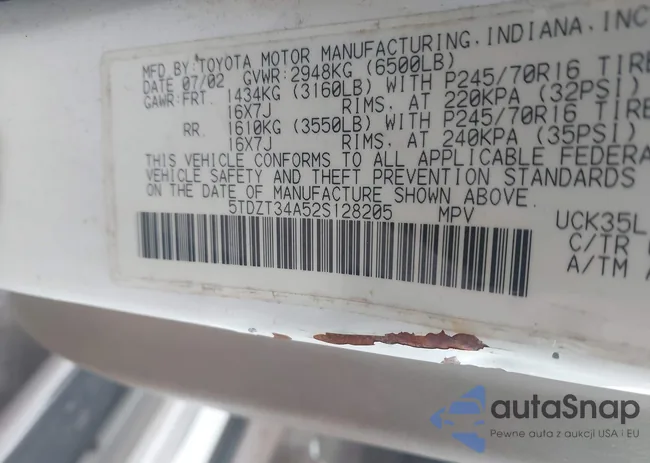 5TDZT34A52S128205: 43780619