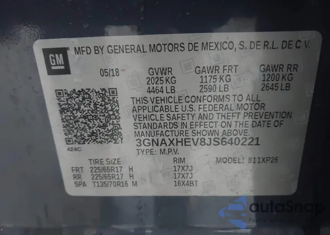3GNAXHEV8JS640221: 43780904