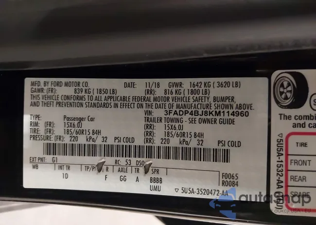 3FADP4BJ8KM114960: 43782023