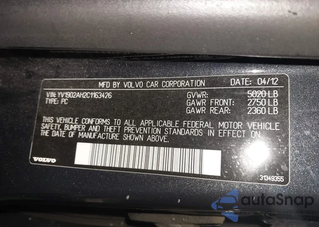 YV1902AH2C1163426: 43782226