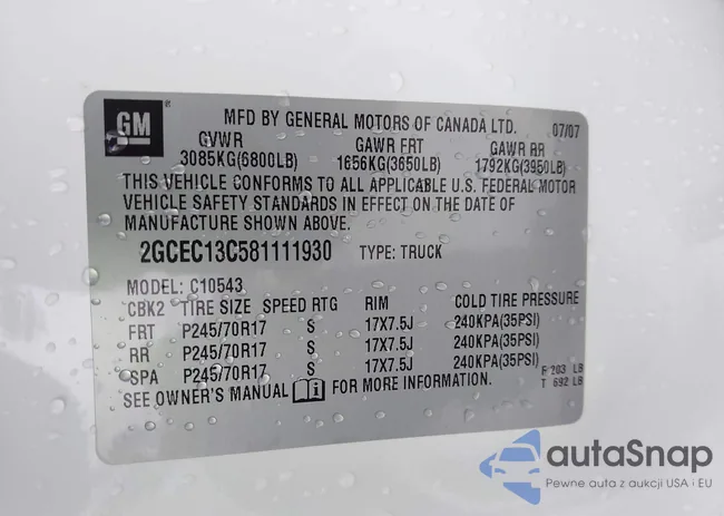 2GCEC13C581111930: 43782327