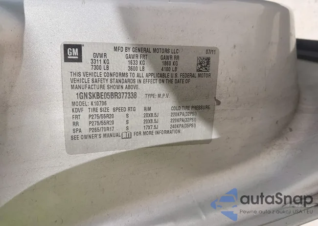 1GNSKBE05BR377338: 43781561