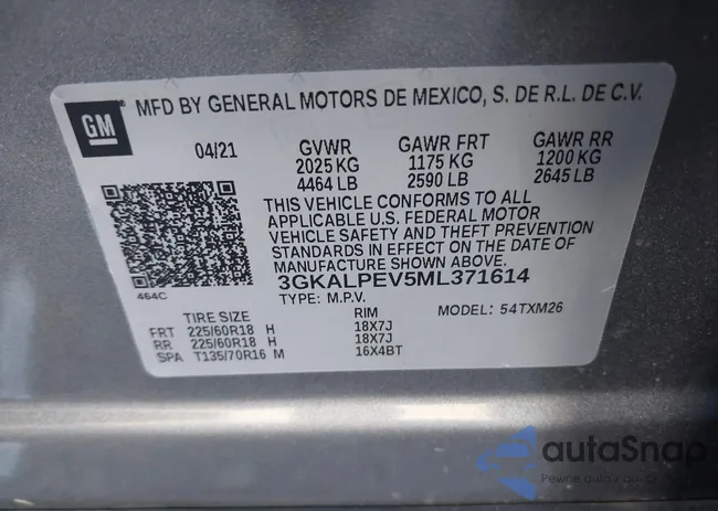 3GKALPEV5ML371614: 43781586