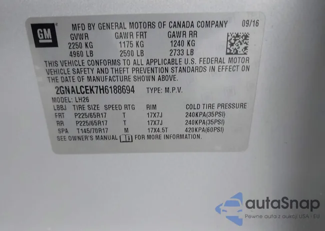 2GNALCEK7H6188694: 43782992