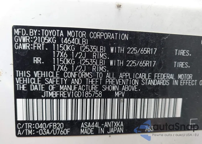 JTMBFREV1GD185758: 43783165