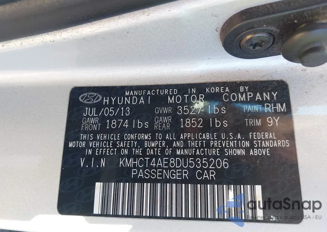 KMHCT4AE8DU535206: 43783408