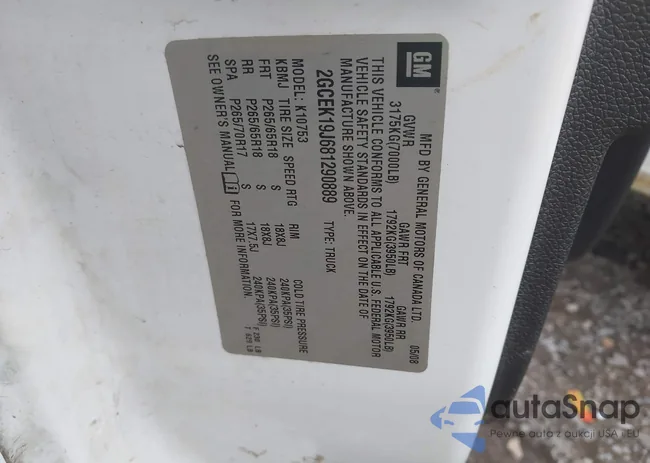 2GCEK19J681290889: 43783411