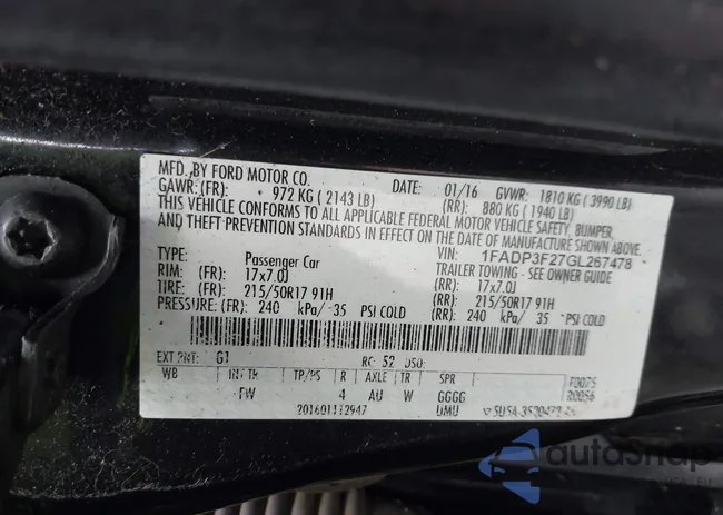 1FADP3F27GL267478: 43783431