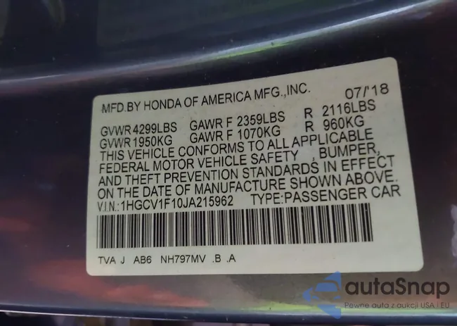 1HGCV1F10JA215962: 43783452