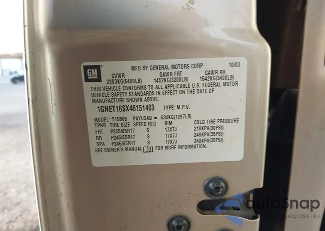 1GNET16SX46151403: 43782834