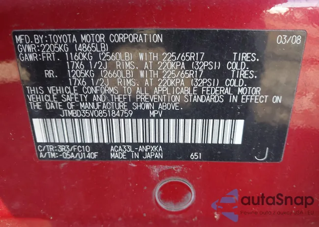 JTMBD35V085184759: 43783965