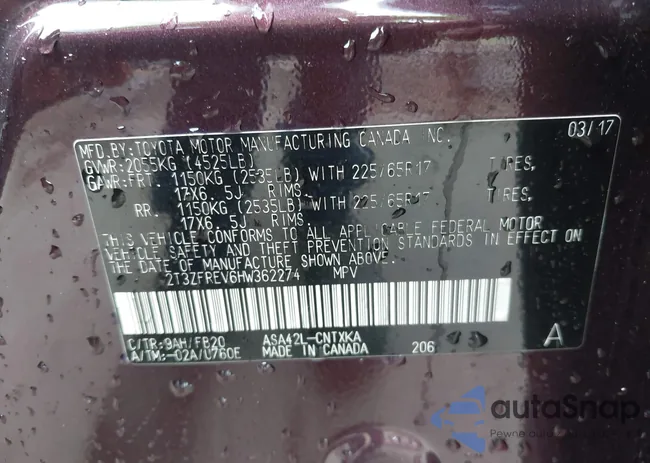 2T3ZFREV6HW362274: 43784241