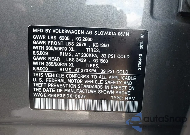 WVGEP9BP3ED015037: 43784457