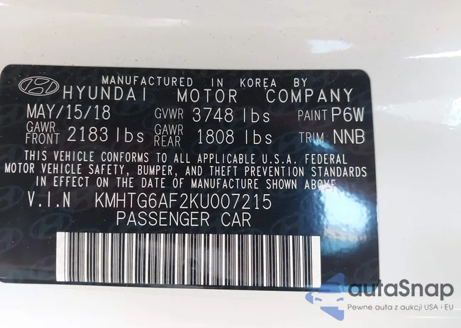 KMHTG6AF2KU007215: 43784520