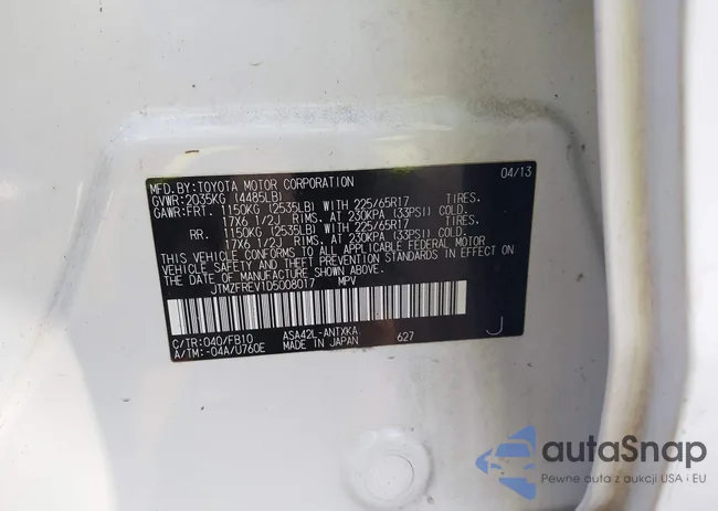 JTMZFREV1D5008017: 43783624