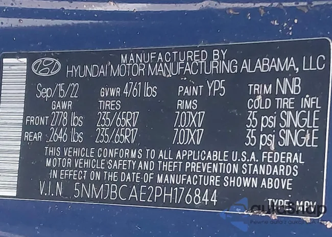 5NMJBCAE2PH176844: 43785165