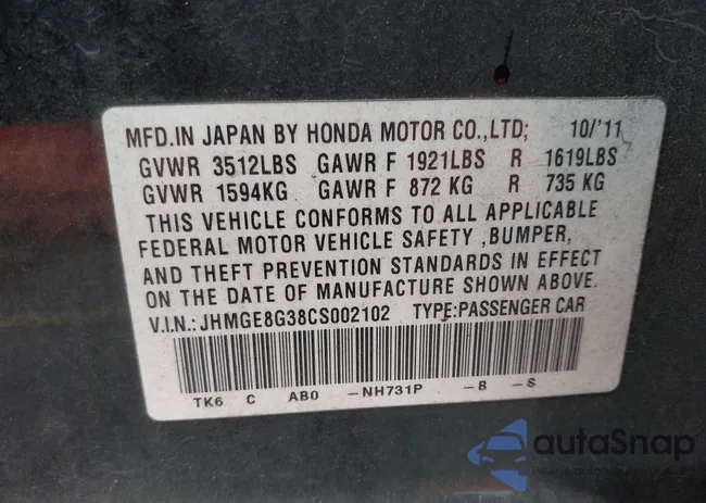 JHMGE8G38CS002102: 43785184