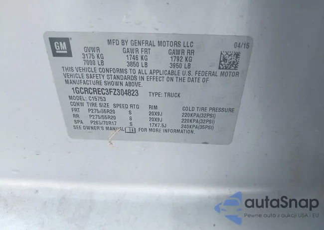 1GCRCREC3FZ304823: 43785191