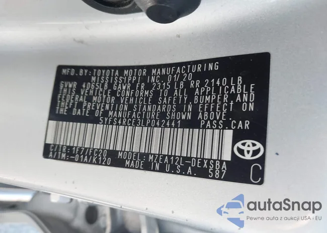 5YFS4RCE3LP042441: 43785217