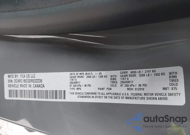 2C4RC1BG3SR532236: 43785355