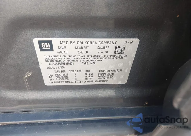 KL7CJLSB6HB089838: 43785483