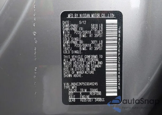 JN8AE2KP5C9046245: 43785486