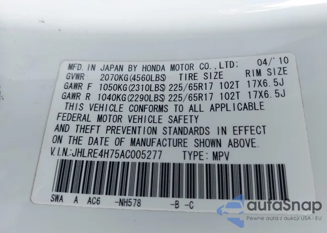 JHLRE4H75AC005277: 43785521