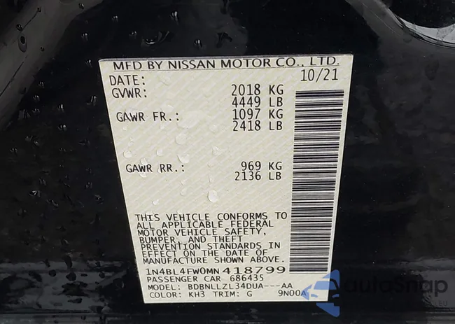 1N4BL4FW0MN418799: 43784577