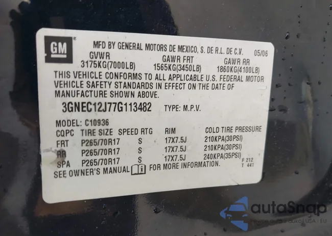 3GNEC12J77G113482: 43784612